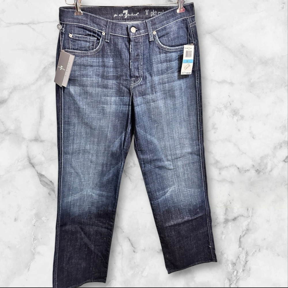 7 For All Mankind Jeans‎ Mens 31 Blue Demin "A" pkt Relaxed Medium Wash 34x33